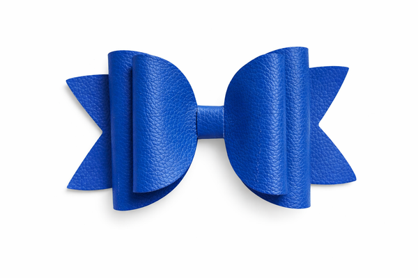 Electric Blue Extra Large Faux Leather School Double Bow Hair Clip School Hair Accessories