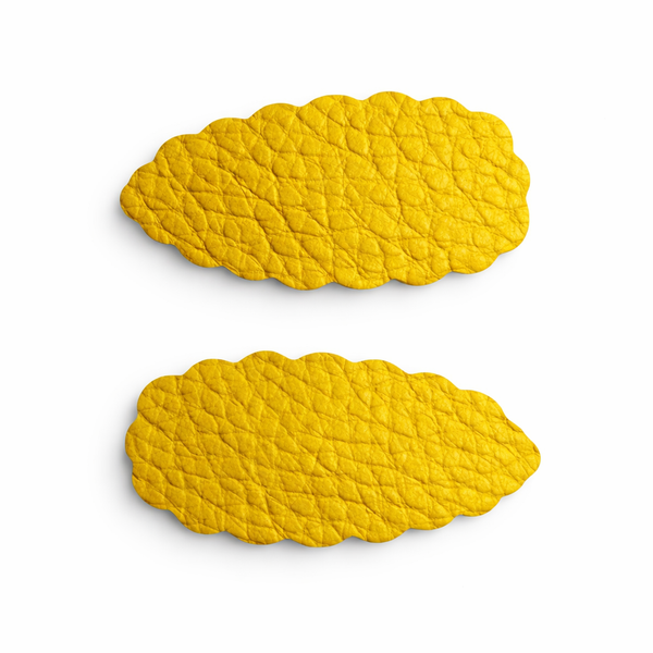 Pair Yellow Faux Leather School Snap Clips School Hair Accessories