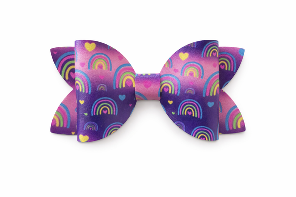Pink and Purple Rainbow Bow Hair Clip