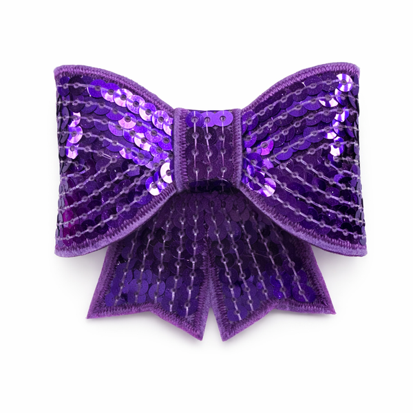 Purple Sequin 3 inch Bow Clip