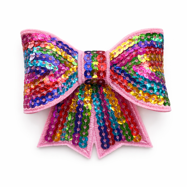 Rainbow Sequin 3 inch Bow Clip