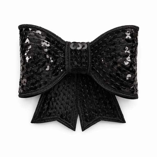 Black Sequin 3 inch Bow Clip