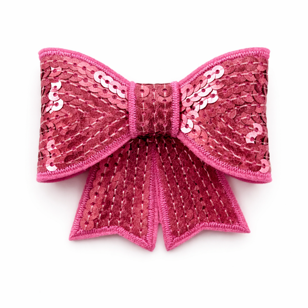 Hot Pink Sequin 3 inch Bow Clip