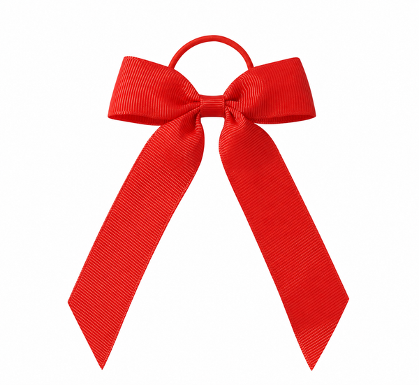 Red 3.5 inch Tail Bow Hair Tie School Hair Accessories