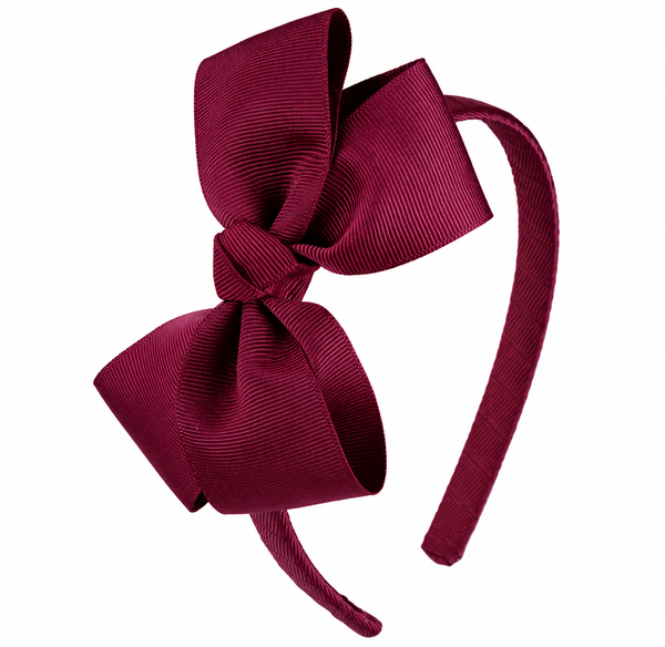 Wine Maroon Bow Headband School Hair Accessories