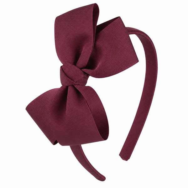 Burgundy Maroon Bow Headband School Hair Accessories