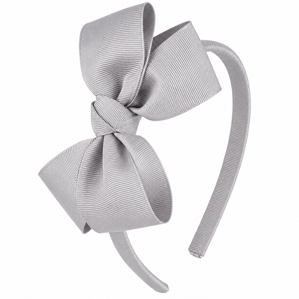 Silver Grey Bow Headband School Hair Accessories