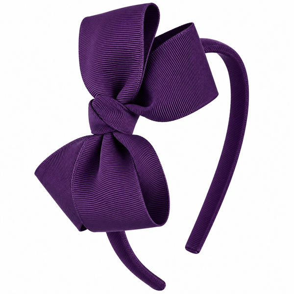 Plum Purple Bow Headband School Hair Accessories