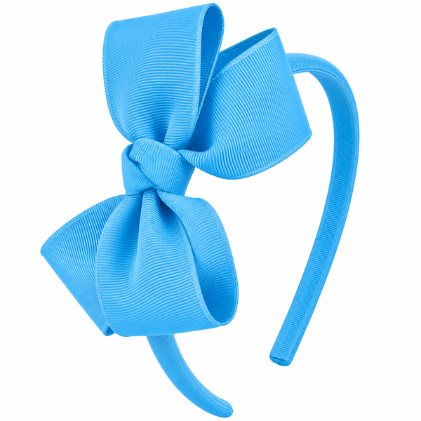 Island Blue Bow Headband School Hair Accessories