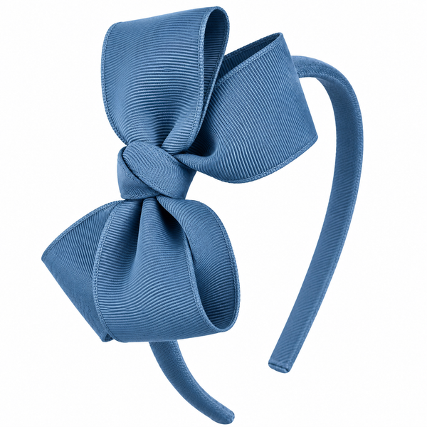 Antique Blue Bow Headband School Hair Accessories