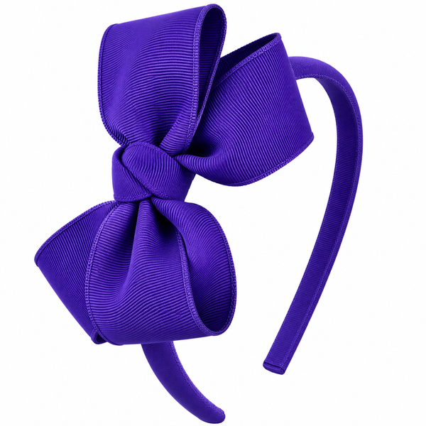 Regal Purple Bow Headband School Hair Accessories