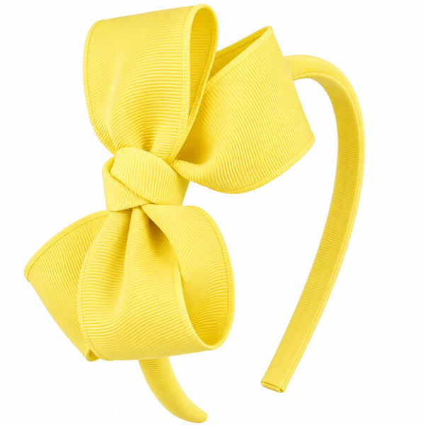Lemon Yellow Bow Headband School Hair Accessories