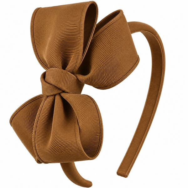 Golden Brown Bow Headband School Hair Accessories