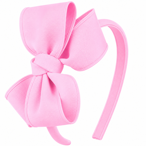 Geranium Pink Bow Headband School Hair Accessories