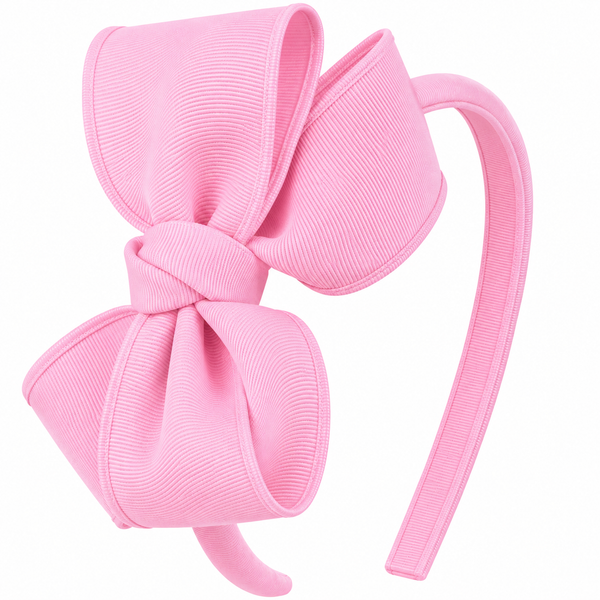 Rose Pink Bow Headband School Hair Accessories