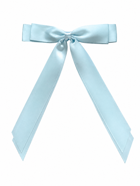 Light Blue Double Bow Clip Long Tail School Hair Accessories