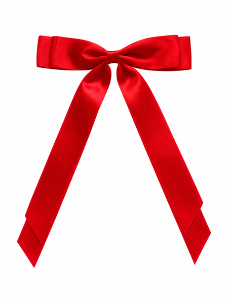 Red Double Bow Clip Long Tail School Hair Accessories