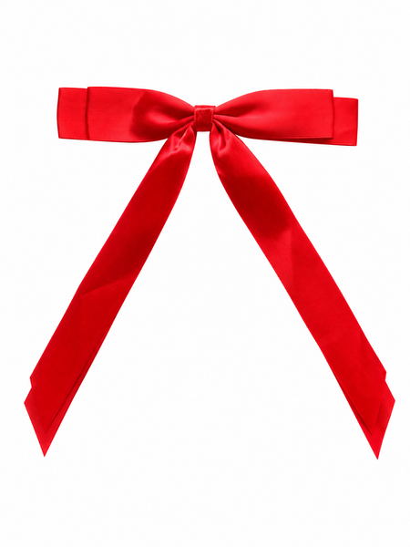 Red Double Bow Clip Long Tail School Hair Accessories