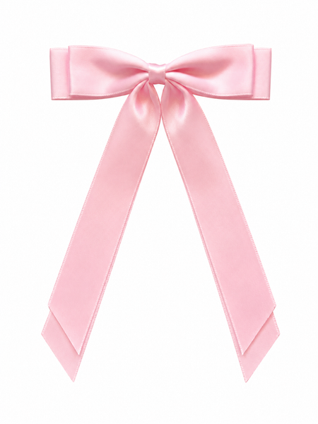 Pearl Pink Double Bow Clip Long Tail School Hair Accessories
