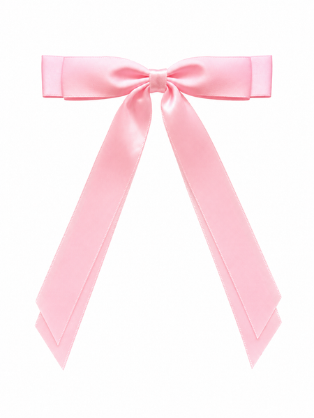 Light Pink Double Bow Clip Long Tail School Hair Accessories