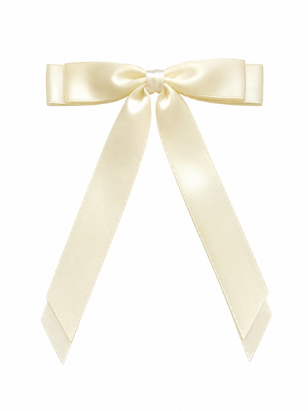 Antique White Double Bow Clip Long Tail School Hair Accessories