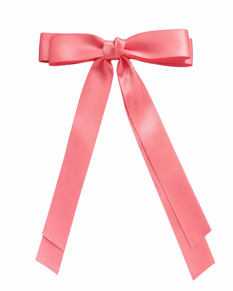 Pink Double Bow Clip Long Tail School Hair Accessories