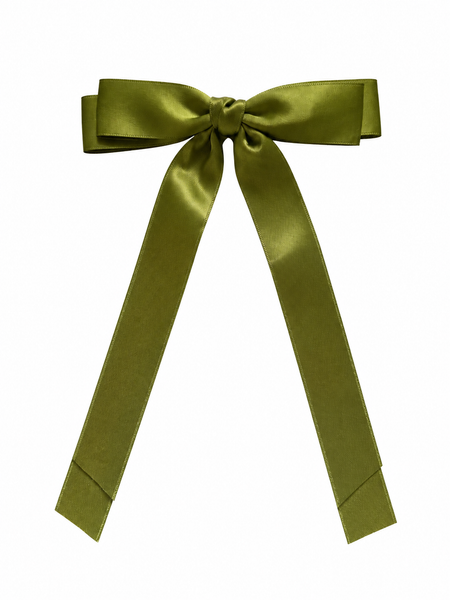 Willow Green Double Bow Clip Long Tail School Hair Accessories