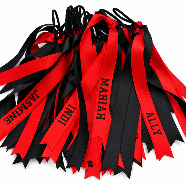 Personalised School, Sporting Team Ribbons Hair Accessories -custom made, choose colours needed- Long Ribbon Hair Tie - add name, team name