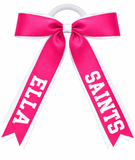 Personalised School, Sporting Team Ribbons Hair Accessories -custom made, choose colours needed- Satin Ribbon Bow Hair Tie - add name, team name