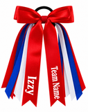 Personalised School, Sporting Team Ribbons Hair Accessories -custom made, choose colours needed- Satin Ribbon Bow Hair Tie - add name, team name