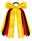 Personalised School, Sporting Team Ribbons Hair Accessories -custom made, choose colours needed- Satin Ribbon Bow Hair Tie - add name, team name