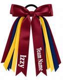 Personalised School, Sporting Team Ribbons Hair Accessories -custom made, choose colours needed- Satin Ribbon Bow Hair Tie - add name, team name