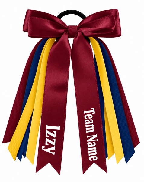 Personalised School, Sporting Team Ribbons Hair Accessories -custom made, choose colours needed- Satin Ribbon Bow Hair Tie - add name, team name