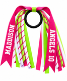 Personalised School, Sporting Team Ribbons Hair Accessories -custom made, choose colours needed- Satin Ribbon Streamer Korker Curly Hair Tie - add name, team name Customise
