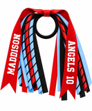 Personalised School, Sporting Team Ribbons Hair Accessories -custom made, choose colours needed- Satin Ribbon Streamer Korker Curly Hair Tie - add name, team name Customise