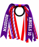 Personalised School, Sporting Team Ribbons Hair Accessories -custom made, choose colours needed- Satin Ribbon Streamer Korker Curly Hair Tie - add name, team name Customise