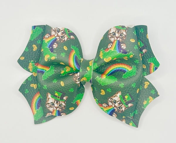 St Patrick’s Day Rainbow Shamrock Large Bow