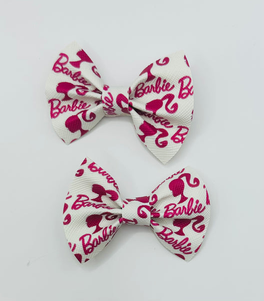 Barbie Pigtail Bow Clips Pink or White Pair of Bows