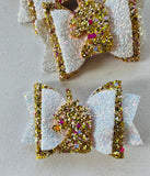 Unicorn Glitter Bow Hair Clip