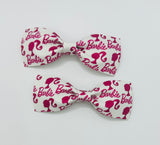 Barbie Clips Pink or White Pair of Bows