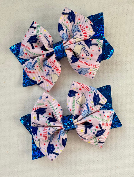 Pink and Blue Graduation Bow
