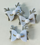 White and Silver Reindeer Christmas Hair Clip