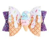 Glitter Ice Cream Cone Sprinkle Hair Bow Clip
