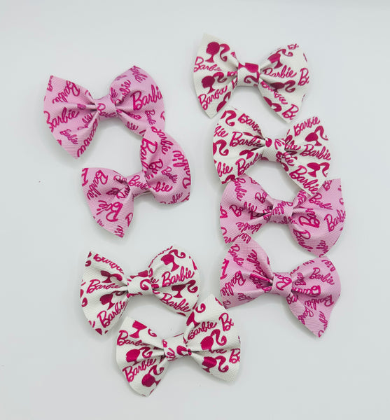 Barbie Pigtail Bow Clips Pink or White Pair of Bows
