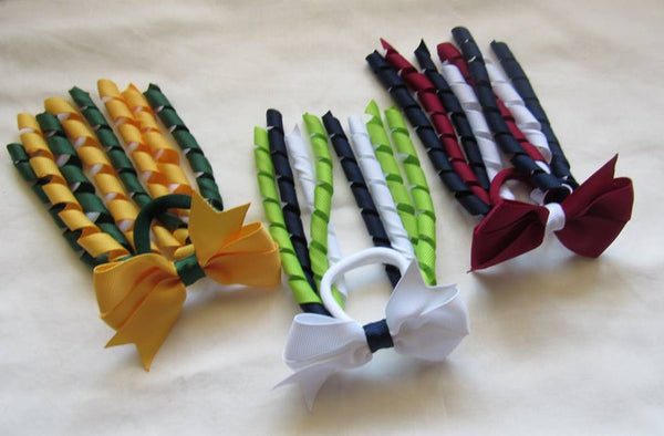 School Hair Accessories -custom made, choose colours needed- Korker and Bow Hair Tie