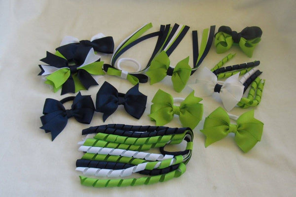 School Hair Accessories -custom made, choose colours needed- Ponytail Pack One