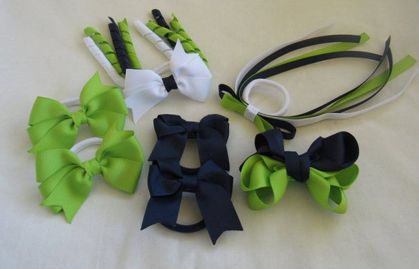 School Hair Accessories -custom made, choose colours needed- Small Ponytail Pack