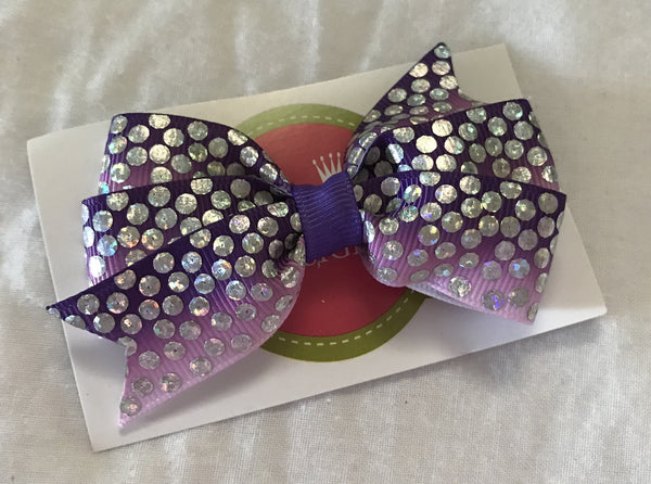 Ribbon Bow Purple and Silver Spot