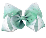 Large 8 inch Ribbon Bow JoJo inspired Ombre Ribbon with Rhinestone Gems