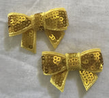 Pair of Small Sparkly Sequin Bow Clips